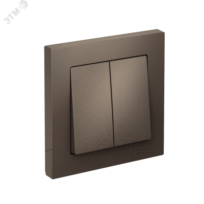 Выключатель двухклавишный ATLASDESIGN схема 5 10АХ в сборе мокко