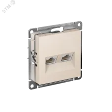Розетка ATLASDESIGN двойная компьютерная RJ45+RJ45 категория 5E механизм бежевый