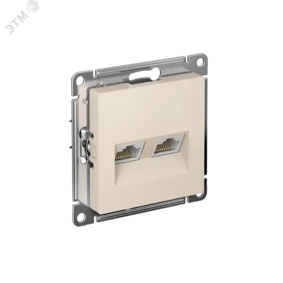 Розетка ATLASDESIGN двойная компьютерная RJ45+RJ45 категория 5E механизм бежевый