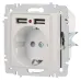 Розетка Intro Accent 6-410-06 , P+E Schuko со шторками, 16А-250В + 2хUSB, IP20, СУ, перламутр