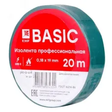 Изолента, класс А (профессиональная), 0.18х19мм, 20 метров, зеленая EKF Simple