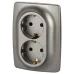 Розетка ЭРА Серия 12 12-2106-16 , 2X2P+E Schuko, 16А-250В, титан