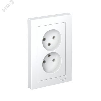 Розетка ATLASDESIGN двойная без заземления 16А в сборе белый