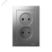 Розетка ATLASDESIGN двойная без заземления со шторками 16А в сборе сталь