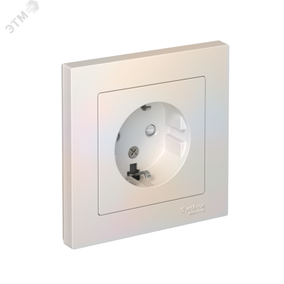 Розетка ATLASDESIGN с заземлением со шторками 16А в сборе жемчуг