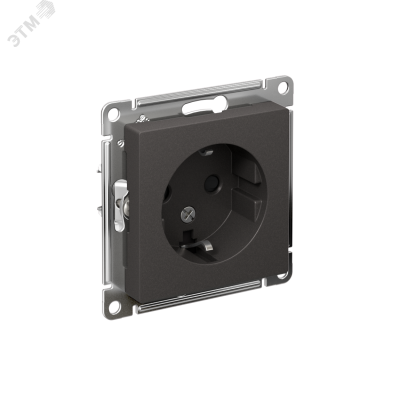 ATLASDESIGN РОЗЕТКА с заземлением со шторками, 16А, механизм, БАЗАЛЬТ
