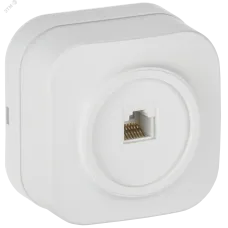 GLORY Розетка для открытой установки компьютерная RJ45 кат.5E РК10-ХБм белый матовый IEK
