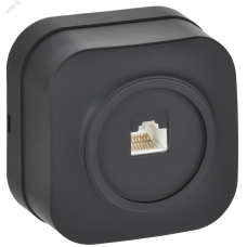 GLORY Розетка для открытой установки компьютерная RJ45 кат.5E РК10-ХЧм черный матовый IEK