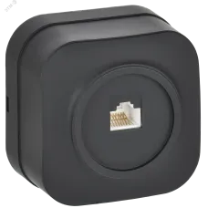 GLORY Розетка для открытой установки компьютерная RJ45 кат.5E РК10-ХЧм черный матовый IEK
