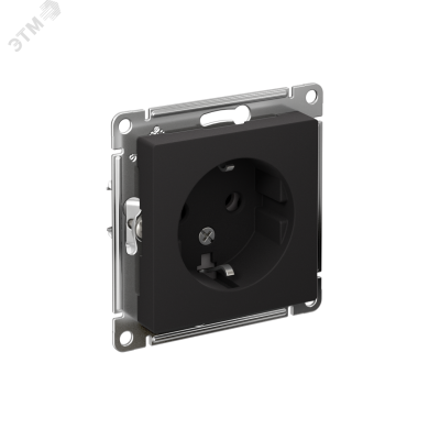 Розетка ATLASDESIGN с заземлением 16А механизм карбон