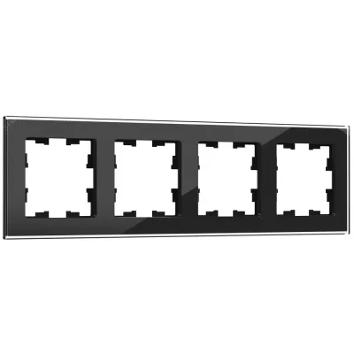 BRITE Рамка 4 поста РУ-4-2-БрЧ стекло черный