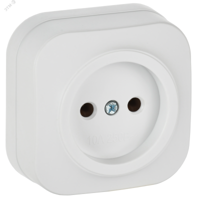 GLORY Розетка 1-местная для открытой установки без заземления без защитных шторок 10А РС20-2-ХБм белый матовый IEK