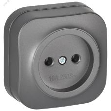 GLORY Розетка 1-местная для открытой установки без заземления без защитных шторок 10А РС20-2-ХСм сталь матовый IEK
