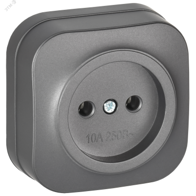 GLORY Розетка 1-местная для открытой установки без заземления без защитных шторок 10А РС20-2-ХСм сталь матовый IEK