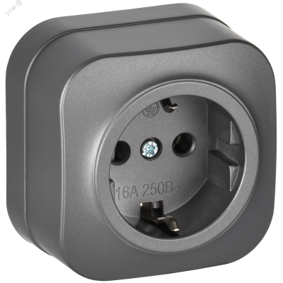 GLORY Розетка 1-местная для открытой установки с заземлением без защитных шторок 16А РС20-3-ХСм сталь матовый IEK