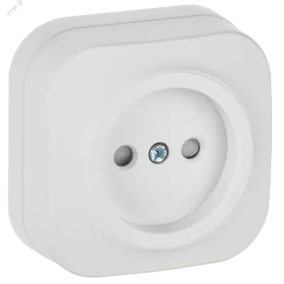GLORY Розетка 1-местная для открытой установки без заземления с защитными шторками 10А РСш20-2-ХБм белый матовый IEK