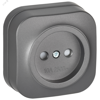 GLORY Розетка 1-местная для открытой установки без заземления с защитными шторками 10А РСш20-2-ХСм сталь матовый IEK