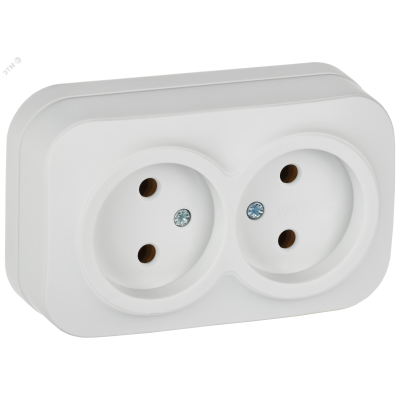 GLORY Розетка 2-местная для открытой установки без заземления без защитных шторок 10А РС22-2-ХБм белый матовый IEK