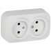 GLORY Розетка 2-местная для открытой установки без заземления без защитных шторок 10А РС22-2-ХБм белый матовый IEK