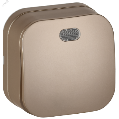 GLORY Выключатель 1-клавишный для открытой установки с индикацией 10А ВС20-1-1-ХШм шампань матовый IEK