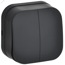 GLORY Выключатель 2-клавишный для открытой установки 10А ВС20-2-0-ХЧм черный матовый IEK