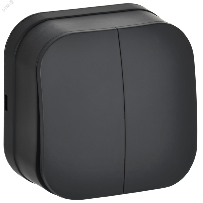 GLORY Выключатель 2-клавишный для открытой установки 10А ВС20-2-0-ХЧм черный матовый IEK