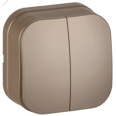 GLORY Выключатель 2-клавишный для открытой установки 10А ВС20-2-0-ХШм шампань матовый IEK