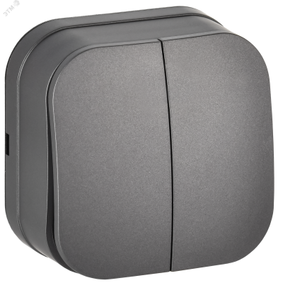 GLORY Выключатель 2-клавишный для открытой установки 10А ВС20-2-0-ХСм сталь матовый IEK