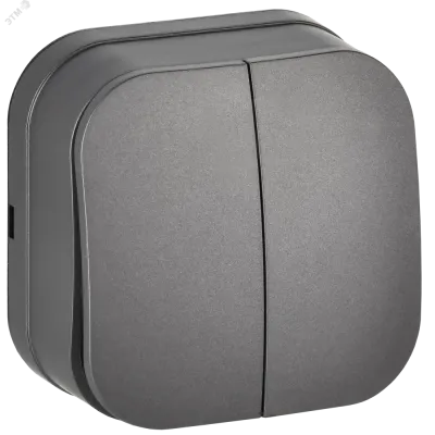 GLORY Выключатель 2-клавишный для открытой установки 10А ВС20-2-0-ХСм сталь матовый IEK