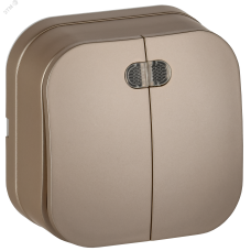 GLORY Выключатель 2-клавишный для открытой установки с индикацией 10А ВС20-2-1-ХШм шампань матовый IEK