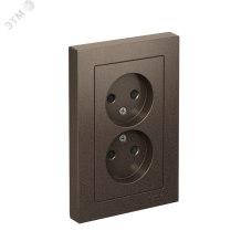Розетка ATLASDESIGN двойная без заземления со шторками 16А в сборе мокко