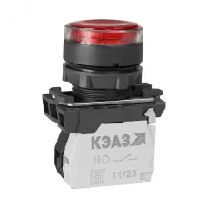 Кнопка КМЕ4511мЛ-24В-красный-1но+1нз-цилиндр-индикатор-IP54