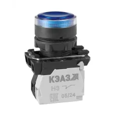 Кнопка КМЕ4510мЛ-24В-синий-1но+0нз-цилиндр-индикатор-IP54