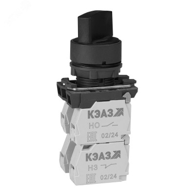 Переключатель КПЕ1510Р-черный-1но+0нз-ручка-фикс-2поз-IP54-КЭАЗ