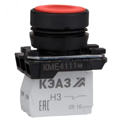 Кнопка КМЕ4510мС-красный-1но+0нз-цилиндр-IP54