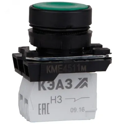 Кнопка КМЕ4120м-зеленый-2но+0нз-цилиндр-IP40