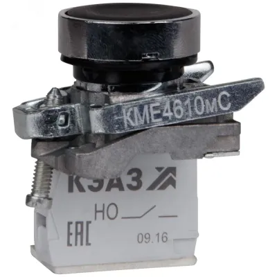 Кнопка КМЕ4111мС-черный-1но+1нз-цилиндр-IP40