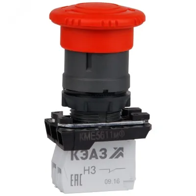 Кнопка КМЕ5501мФ-красный-0но+1нз-гриб-IP54