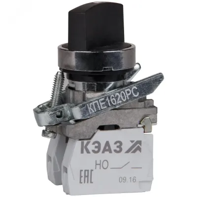 Переключатель КПЕ1510РС-черный-1но+0нз-ручка-фикс-2поз-IP54