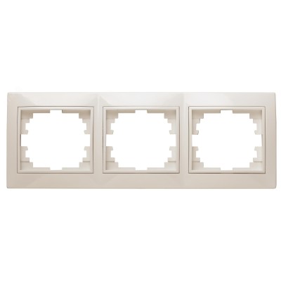 Рамка для розеток и выключателей Intro Plano 1-503-02 на 3 поста горизонтальная, СУ, слоновая кость