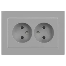 Розетка Intro Accent 6-204-03 2х2P, 16А-250В, IP20, СУ, AL/CU, алюминий