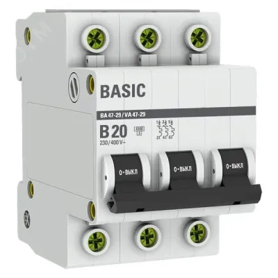 Выключатель автоматический 3P 20А (B) 4,5кА ВА 47-29 Basic