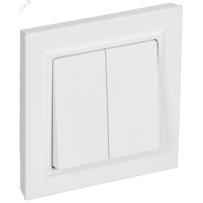 BRITE Выключатель 2-клавишный 10А в сборе ВСР10-2-0-БрАБ арктический белый IEK