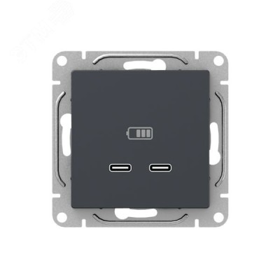 Механизм розетки USB-C - 2шт  графит Эпика EKF