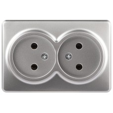 Розетка Эксперт 11-2202-03 2х2P IP20 16A-250В ОУ алюминий
