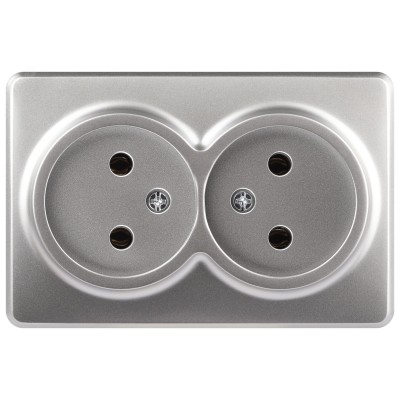 Розетка Эксперт 11-2202-03 2х2P IP20 16A-250В ОУ алюминий