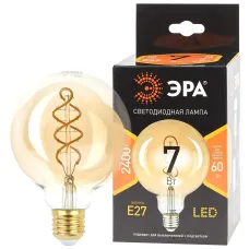 Лампочка светодиодная ЭРА F-LED G95-7W-824-E27 spiral gold E27 / Е27 7Вт филамент шар золотистый теплый белый свет