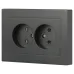 Розетка Intro Accent 6-204-07 , 2х2P, 16А-250В, IP20, СУ, AL/CU, графит