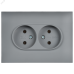 SKANDY Розетка 2-местная без заземления без защитных шторок 10А в сборе SK-R10Gr серый IEK
