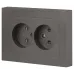 Розетка Intro Accent 6-204-09 2х2P, 16А-250В, IP20, СУ, AL/CU, титан